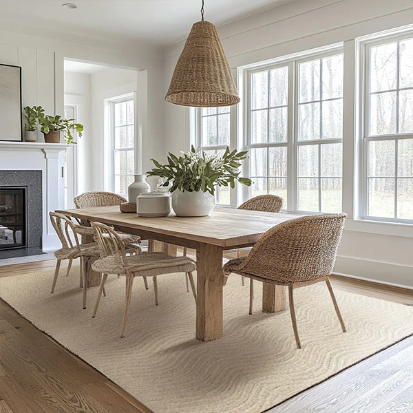 Hand Tufted Wavy Ivory Area Rug, Pick Your Size