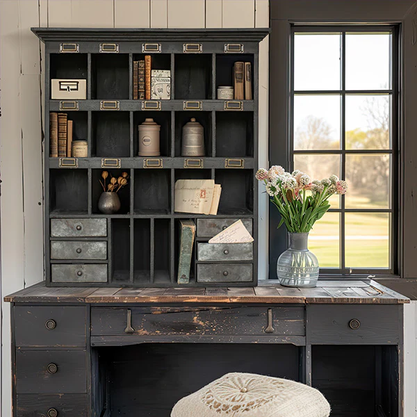 Vintage Apothecary Wooden Cubby Desk Organizer