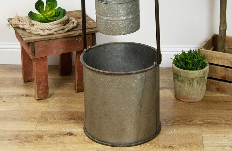 Galvanized Metal Wishing Well Decor