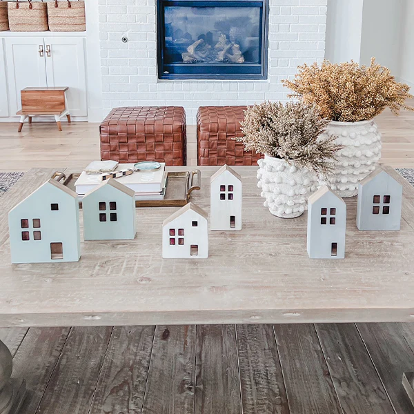 Wooden Village Houses, Pick Your Color | Set of 2