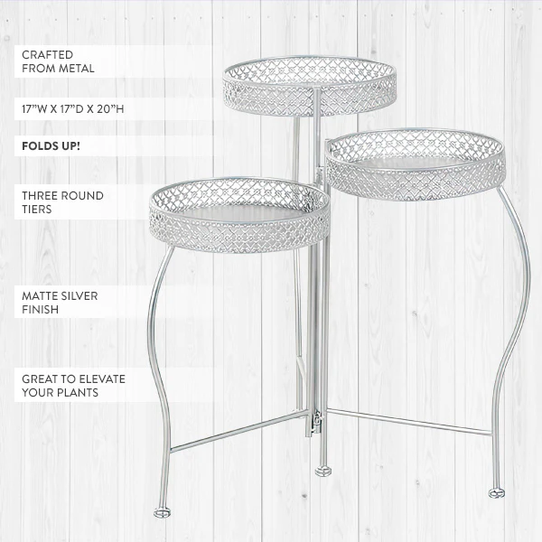 Three Tiered Foldable Metal Plant Stand