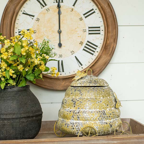 Antique Finish Bee Hive Storage Carriage