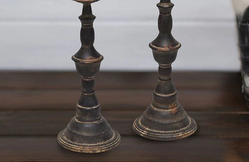 Metal Pillar Candle Holders  Set of 2