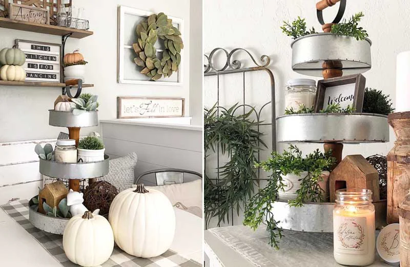 Three Tiered Rustic Metal Tray