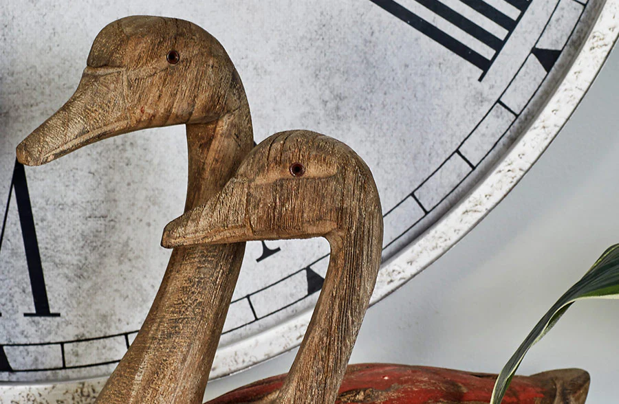 Red Wooden Ducks, Set of 2