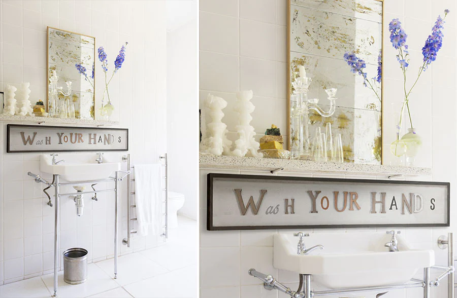 HUGE Wooden Framed Wash Your Hands Sign