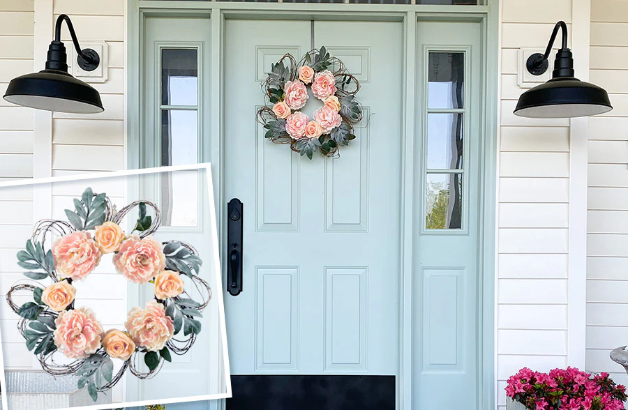 Peony and Rose Vine Wreath