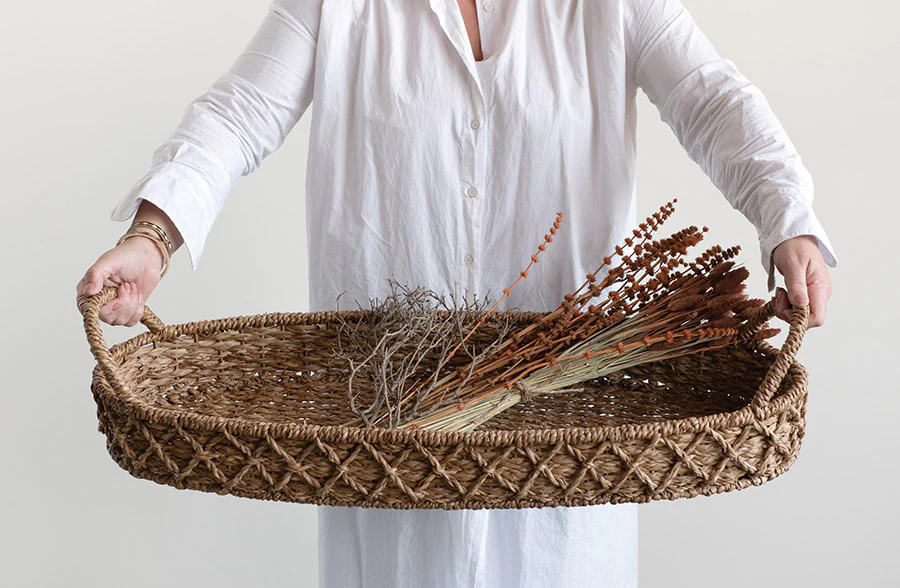 Woven Seagrass Basket Tray