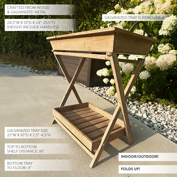 Indoor/Outdoor Folding Table with Removable Metal Tray