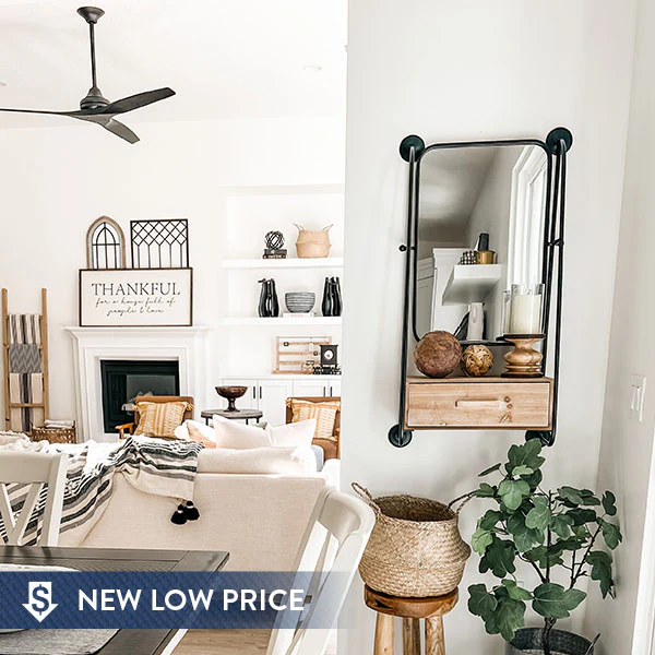 Industrial Swivel Wall Mirror with Storage