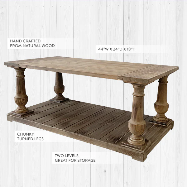 Rustic Turned Wood Coffee Table