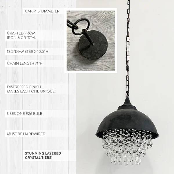 Metal Round Chandelier with Glass Crystals