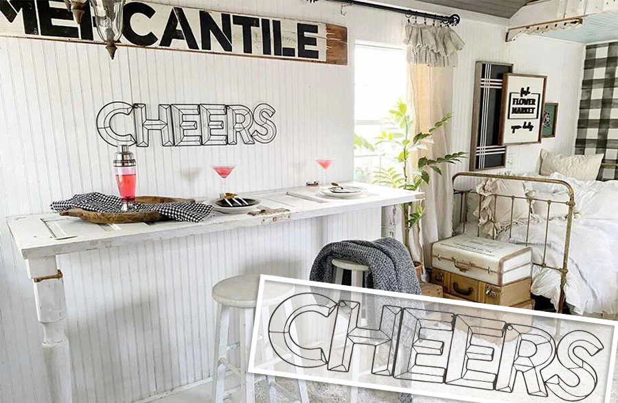 Cheers Metal Wire Sign