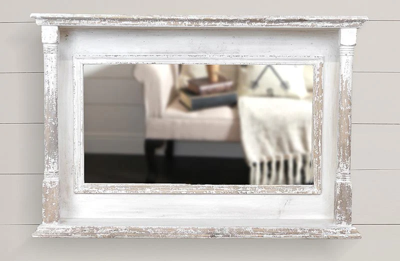 Rustic White Antique Mirror