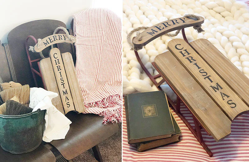 Merry Christmas Wooden Sled