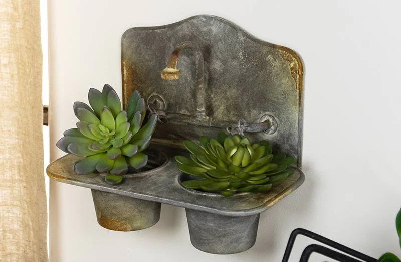 Antiqued Finish Wall Planter