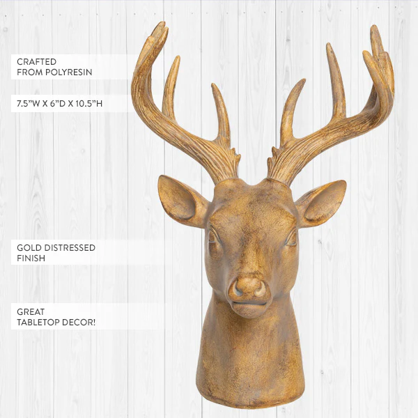 Antique Gold Deer Head