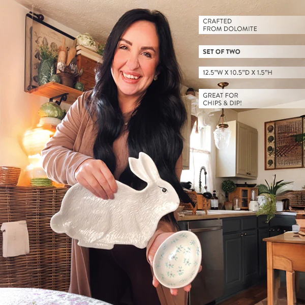 Easter Bunny Serving Tray with Dipping Bowl