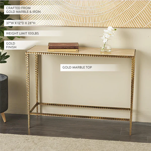 Marble and Iron Console Table