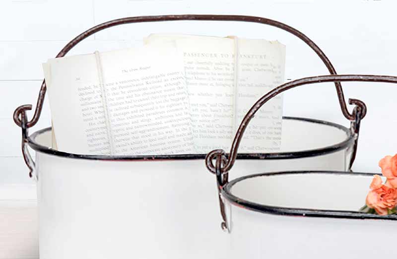 Rustic Enamel Planters  Set of 2