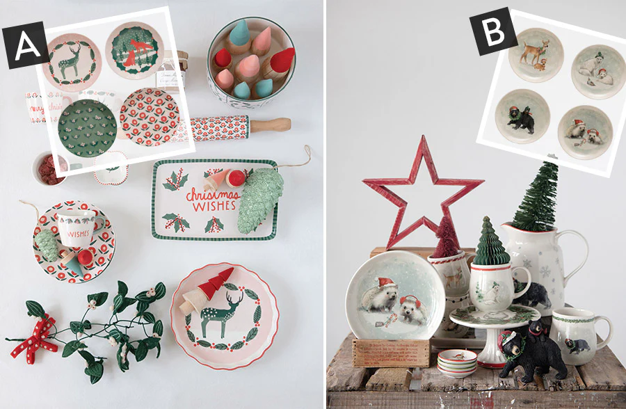 Stoneware Holiday Plates, Set of 4 - Pick Your Style