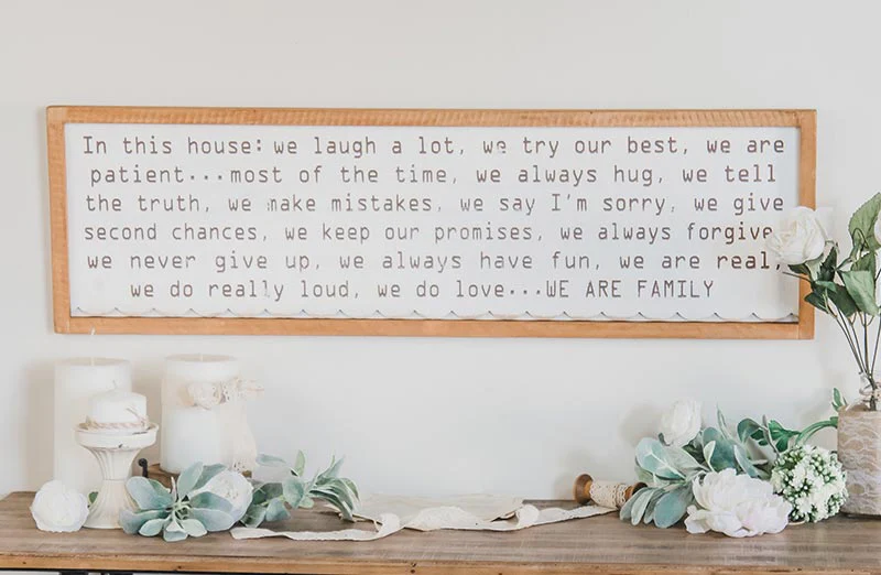 Wooden Framed We Are Family Sign