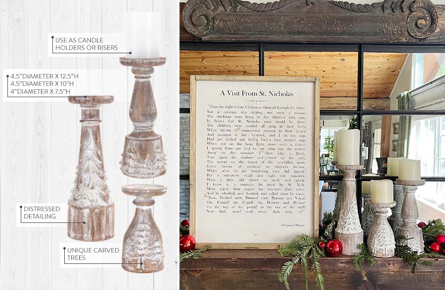 Snow Covered Tree Candle Holders, Set of 3