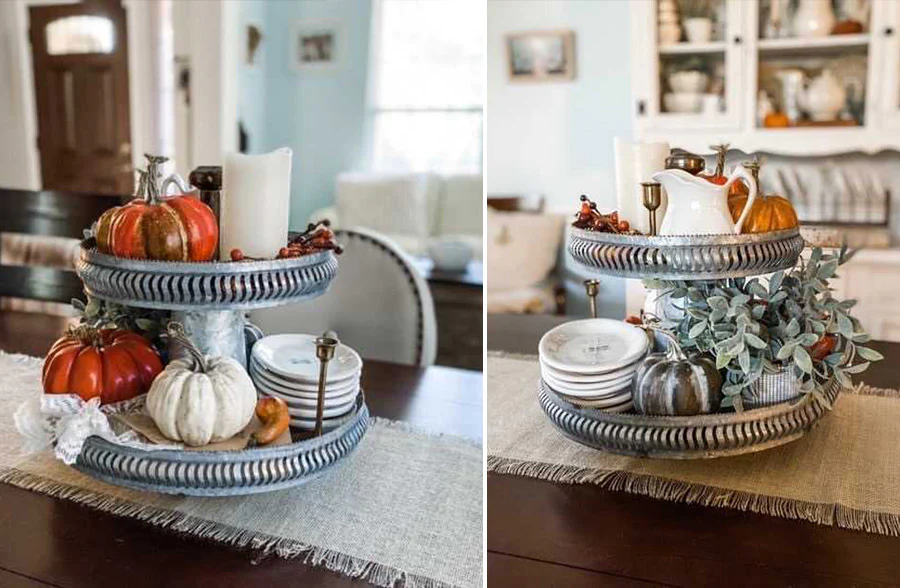 Galvanized Cutout Two-Tier Tray