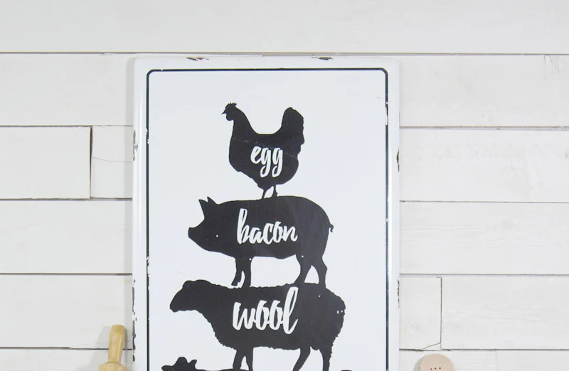 Stacked Animals Enamel Sign