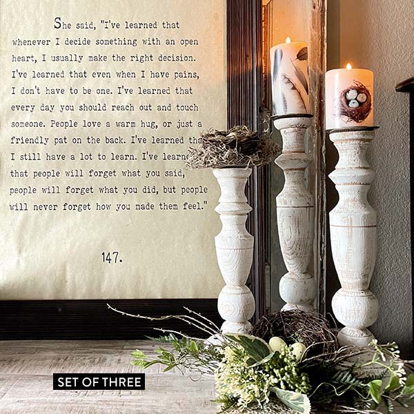 Handmade Shabby White Candle Stands, Set of 3