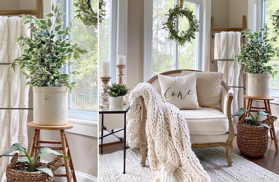 Faux Potted Ficus Tree