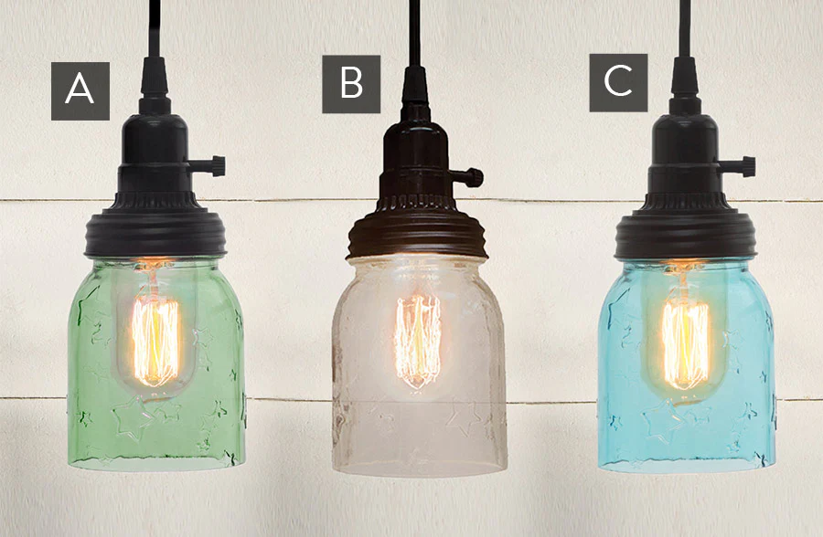 Mason Jar Lamp with Star Design, Pick Your Style