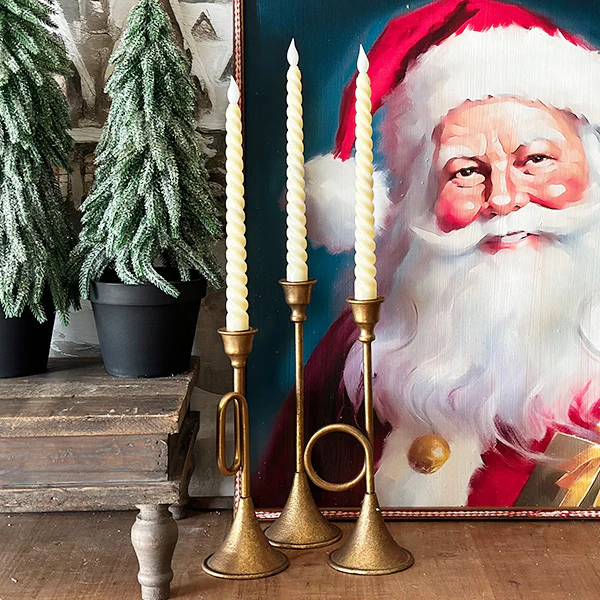 Trumpet Taper Iron Candle Stands, Set of 3