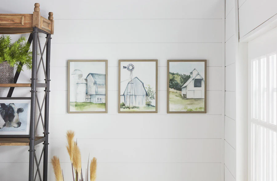 Framed Farm Prints, Set of 3