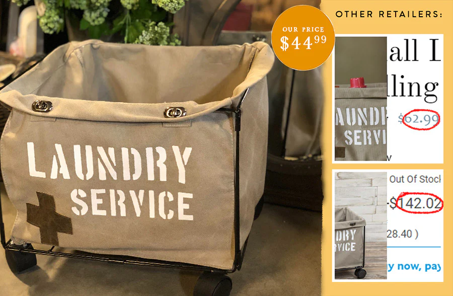 Canvas Laundry Service Rolling Cart