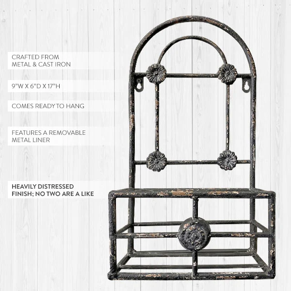 Antique Finish Trellis Wall  Planter