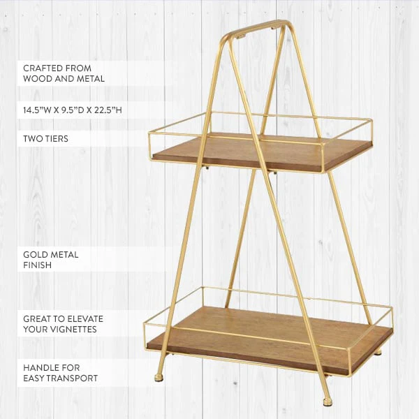 Gold Finish A-Frame Two Tier Stand
