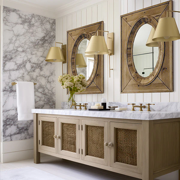 Aged Wooden Framed Oval Mirror