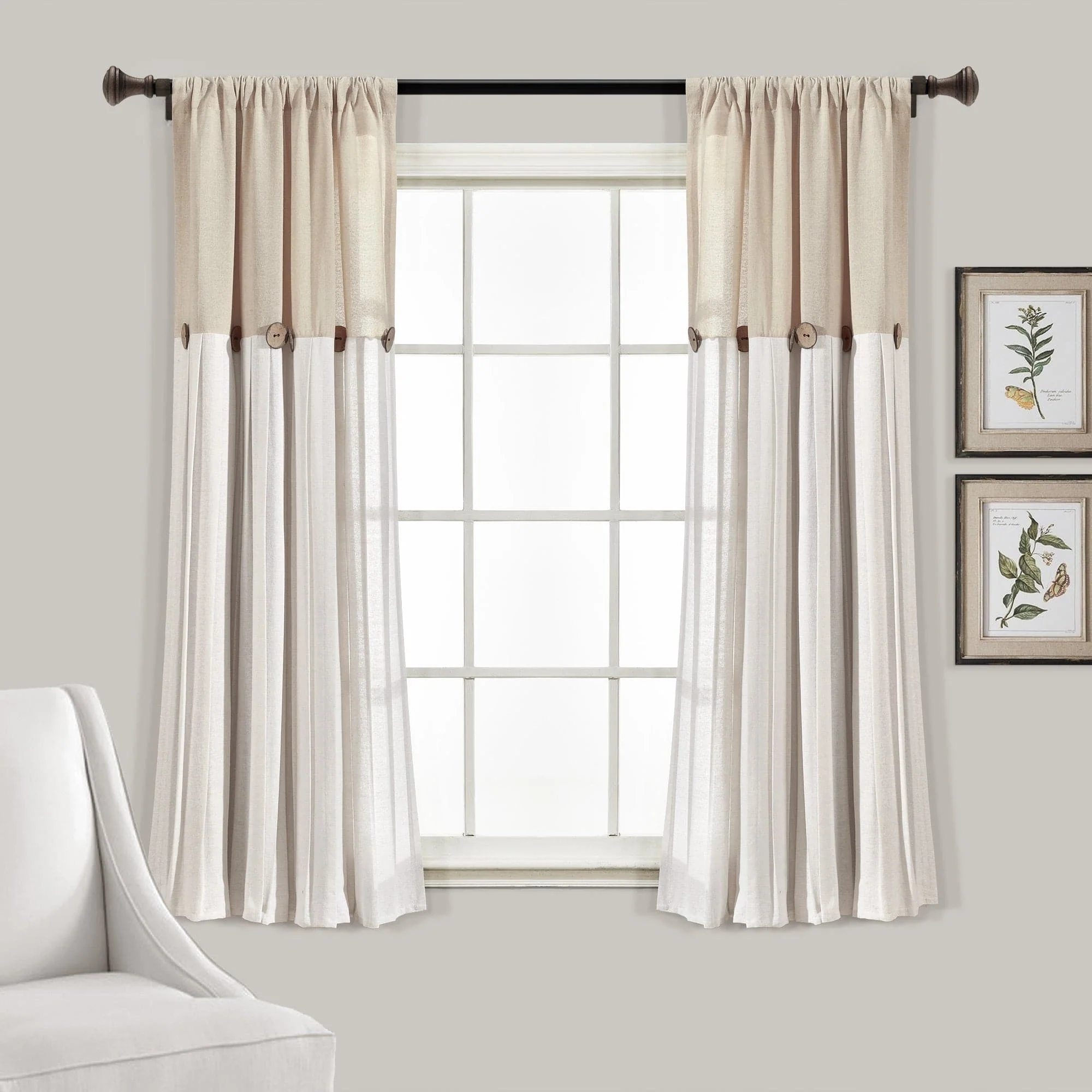 Linen Button Window Curtain Panel