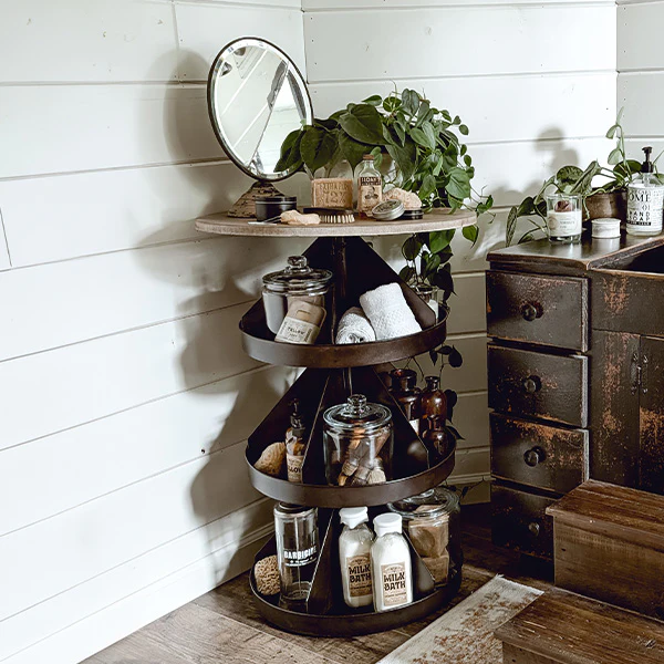 34 Inch Round Rotating 4 Tier Stand