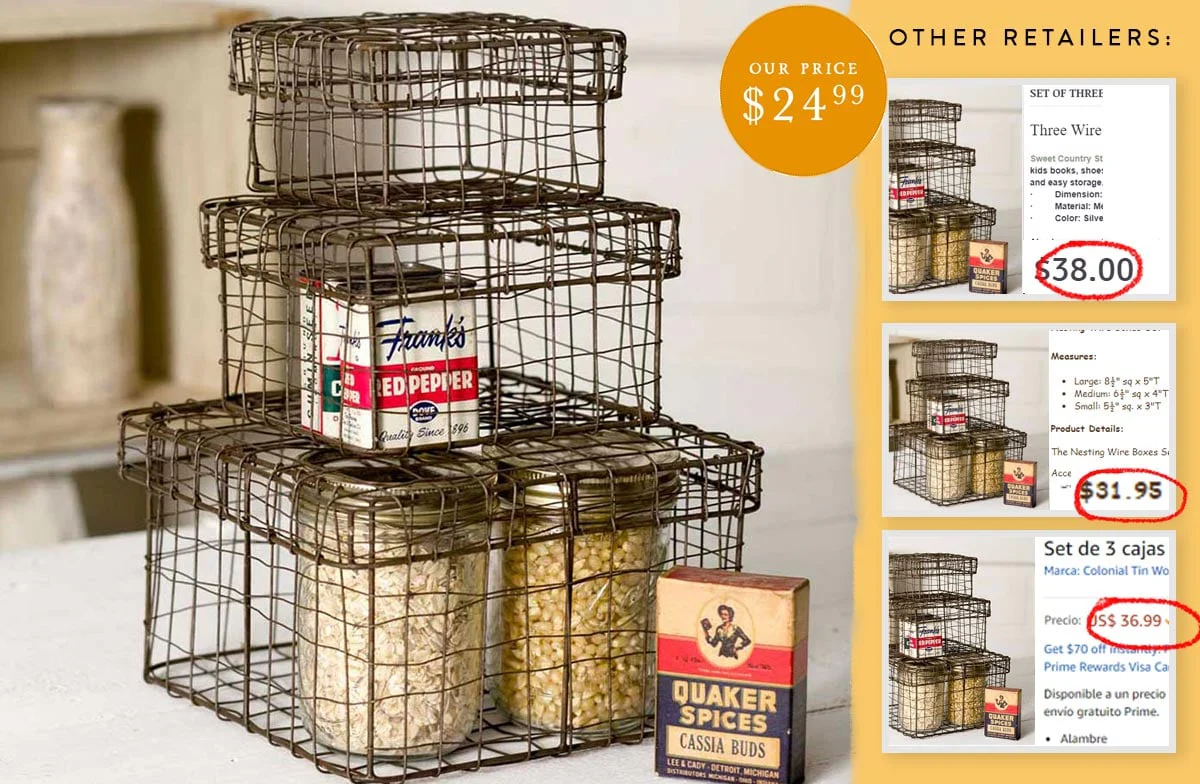 Set of Three Nesting Wire Boxes