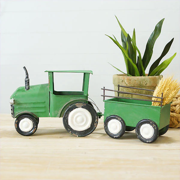 Green Tractor Decor with Hauler