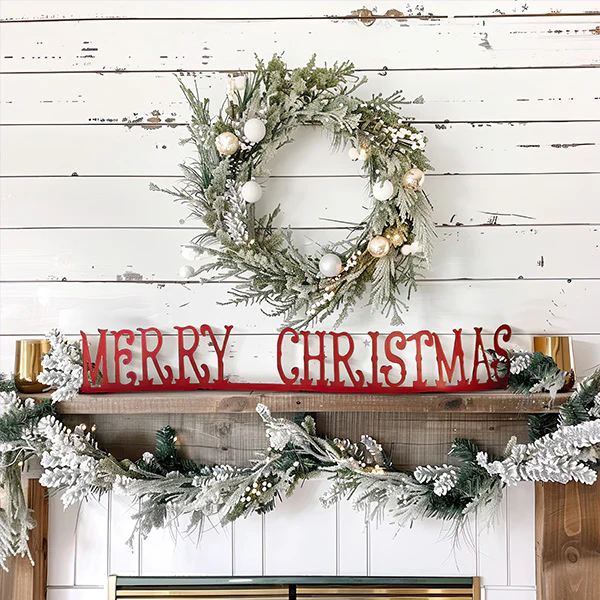 Merry Christmas Mantel Decor