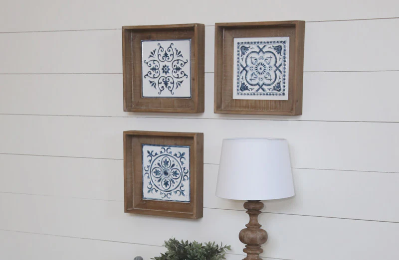 Mosaic Wooden Framed Wall Decor  Set of 4