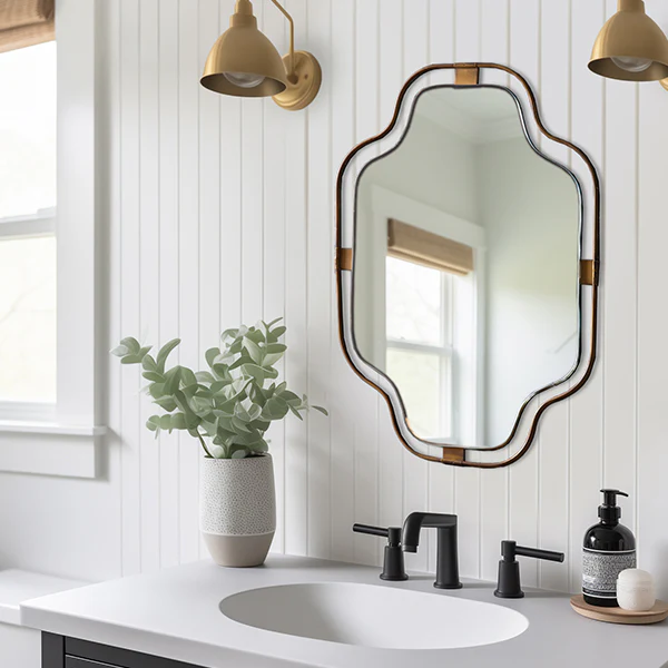 Notched Corner Powder Room Mirror