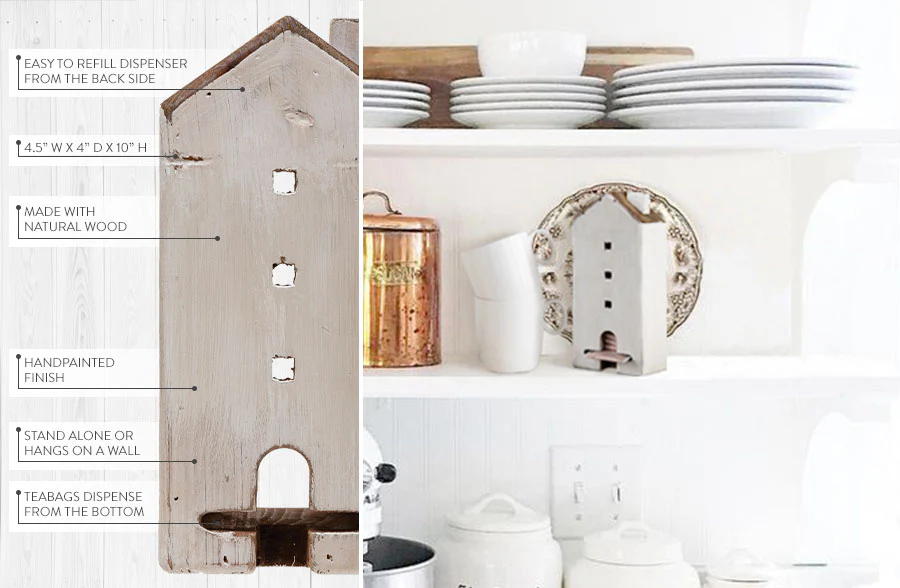 Farmhouse Tea Bag Wall Caddy