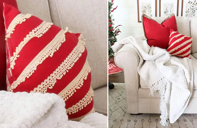 Farmhouse Lace Throw Pillow