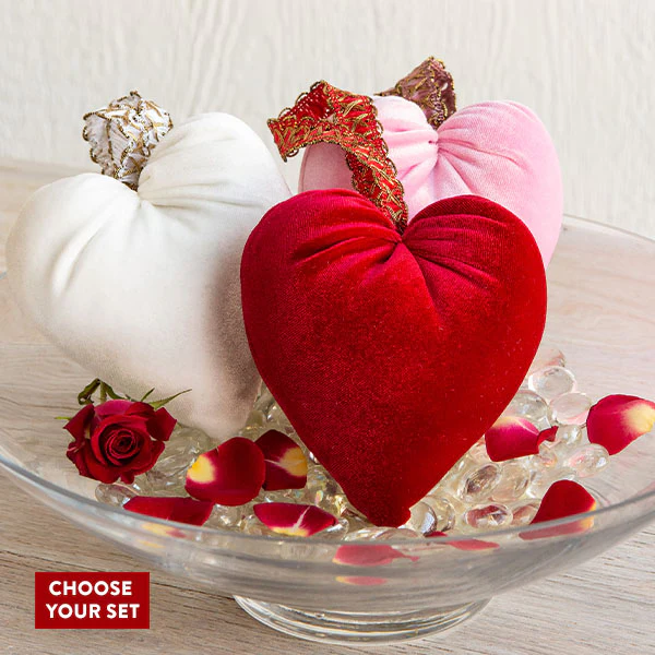Set of Three Velvet Hearts, Pick Your Color