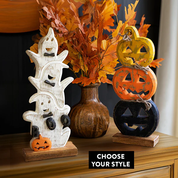 Painted Stacking Wooden Halloween Decor, Choose Your Style