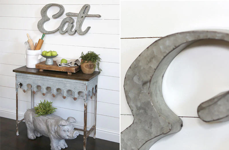 Galvanized Metal Handwritten EAT Sign